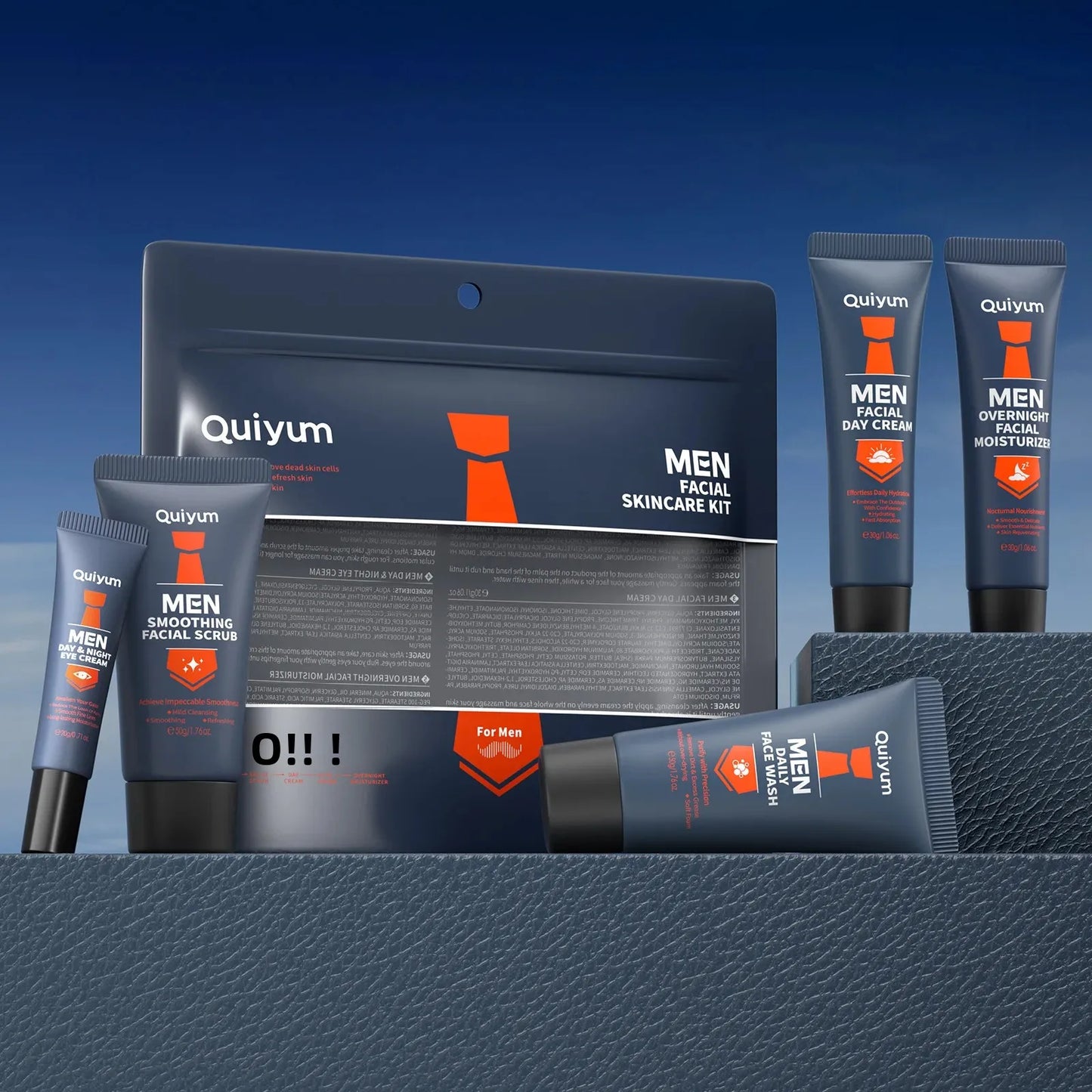 Men Skincare Set 5pcs Facial Scrub Wash Day Night Cream Moisturizer Eye Care Treatment Kit for Healthy Skin