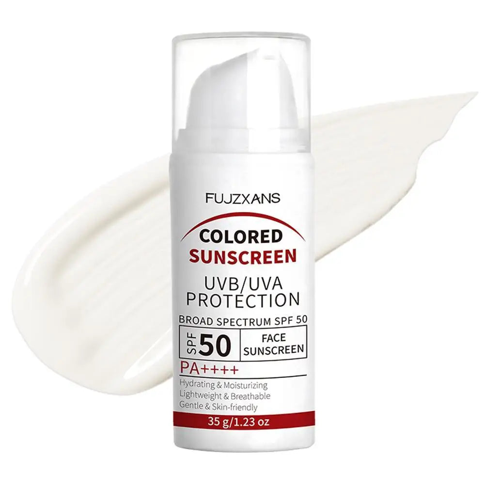 Colored Sunscreen UVB/UVA Protection Tinted Sunscreen SPF50 PA++++ Refreshing, Non-Greasy Waterproof & Sweatproof